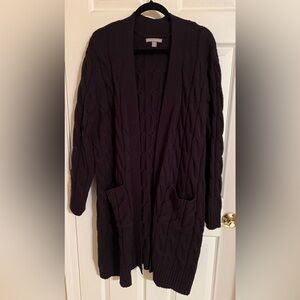Jessica London Black Knit Tunic Open Cardigan Sweater